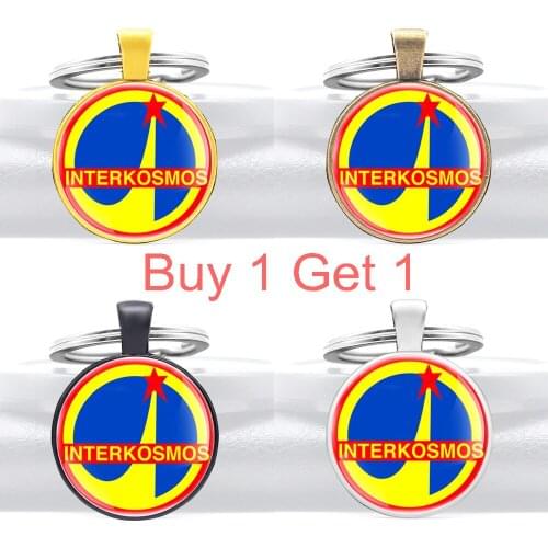 Buy 1 Get 1 Classic Interkosmos Spaceflight Mission Report for Russia Glass Cabochon Key Chain Men Women Key Rings