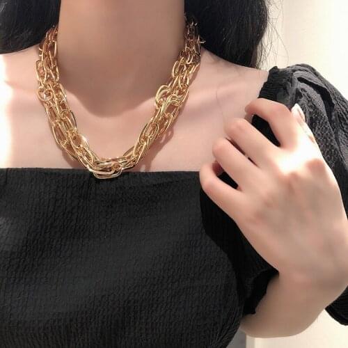 Statement Multilayer Metal Chains Necklace Party Jewelry for Women Hip Hop Punk Clavicle Necklace Wholesale Jewelry