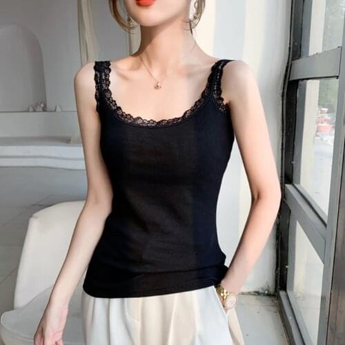 Camis Sexy Club Lace Tank Tops Women 2021 New Summer Slim Korean Style Cotton Woman Clothes Sleeveless Vest Camisole Top Femme
