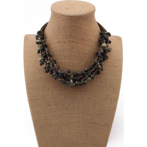 Beadsland multilayer nature stone strand rope chain necklace trendy women necklace fashionable accessory girls jewellery gift