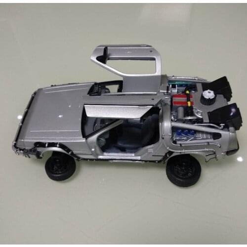 1/24 Scale Metal Alloy Back to the Future Movie Car Diecast Model Part II Time Machine DMC-12 Model ToyFly Wheels Fold Version
