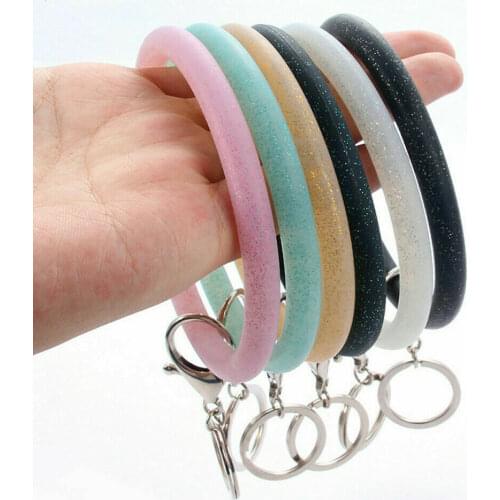 Fashion Tassel Silicone Keyring Bracelet Bangle Keychain Wristlet Key Ring Car Key Chain