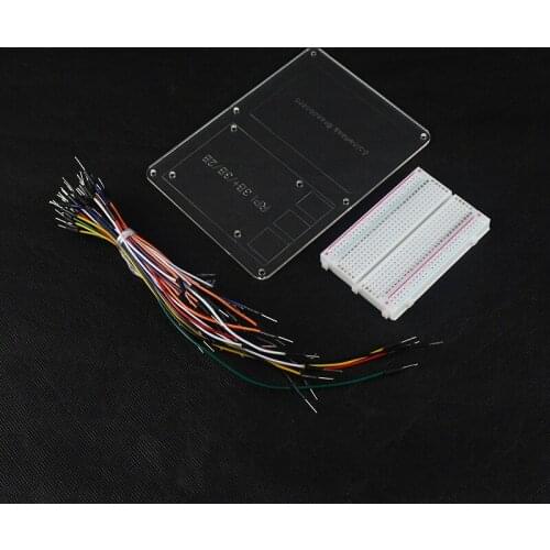 Raspberry Pi Mounting Plate 14.5 *10.5 cm Acrylic Board + Jumper Line + 400 Points Breasboard for Raspberry Pi 3 Model B+/3B