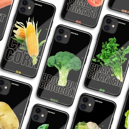 Organic vegetables Green Soft Silicone Tempered Glass For iPhone SE 6s 7 8 Plus X XR XS 11 Pro Max Phone Case Cover Shell