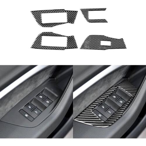 Fit For Audi A6 C8 A7 2019-2020 Carbon Fiber Sticker Window Switch Panel Cover Decoration Car Accessories
