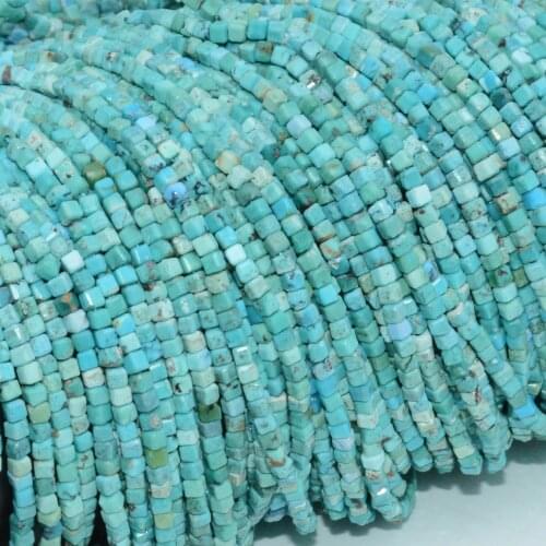Natural Hu Bei Turquoise Edge Faceted Irregular Cube Bead 2mm-2.2mm , Natural without treatment