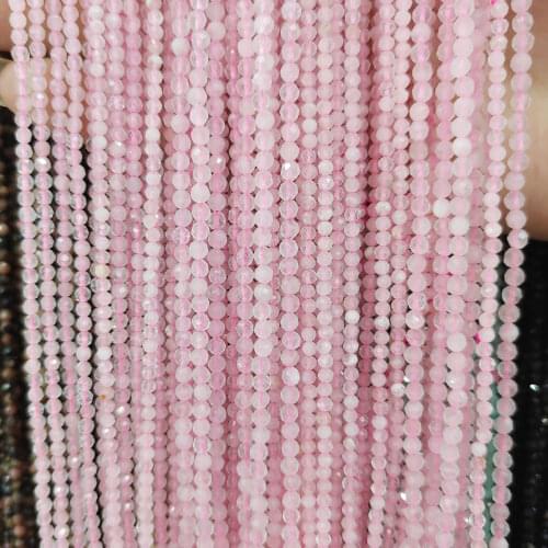 Natural Rose Quartzs Stone Beads 2mm Small Round Loose Stone Bead for Jewelry Making DIY Bracelet Necklace Strand 15