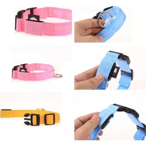 Nylon Led Pet Dog Luminous Collar Night Safety Flashing Glow In Dark Dog Cat Leash Adjustable Pet Supplies Accessories