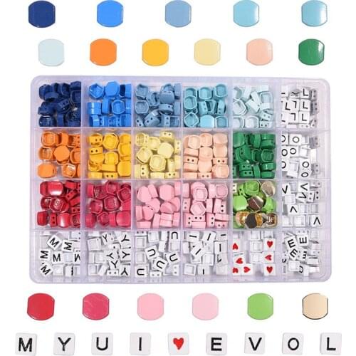 New Fashion 490pcs/Box Enamel Tila Beads Love Letter Tile Beads Accessory for Woman Bracelet Jewelry DIY Making