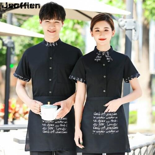 Chinese Restaurant Waiter Uniform Short Sleeve Cafe Waitress Unfiorm Man Hot Pot Work Overalls Hotel Food Service Chef Jacket