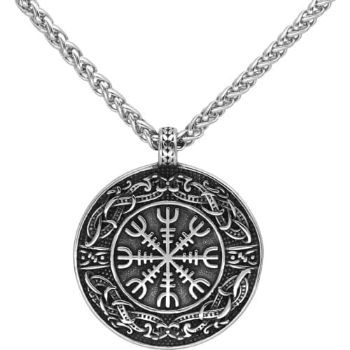 Viking necklace for men dragon Scandinavian odin helm of owe pendant necklace