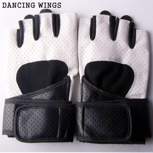 High Quality Mens Fitness Gloves PU Leather Wrist Wrap Half Finger Tactical Gloves Black White Bike Riding Sports Gloves
