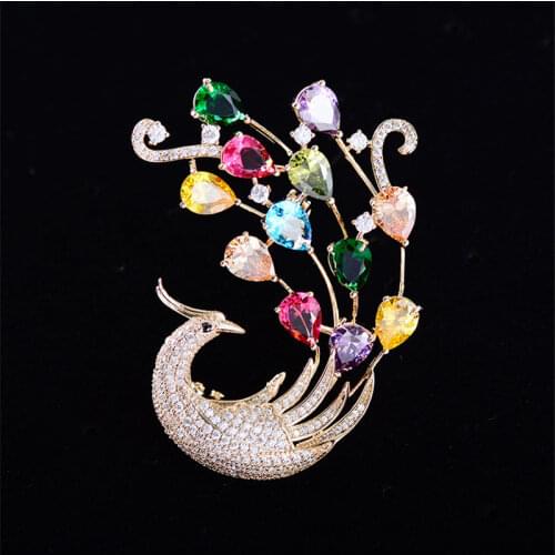 Luxury Phoenix Bird Brooches Pins Women Brand Jewelry Gold-Plated Fashion Wedding Party Corsage Suit Accessories Designer Brooch