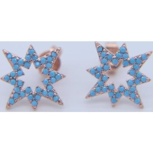 2017 new arrival christmas gift jewelry blue turquoises CZ star earrings outline fashion ladies gift gold color earring