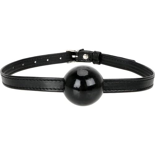 IKOKY Oral Fixation Stuffed SM Slave Silicone Ball Gag Cosplay Flirting Leather Open Mouth Gag Sex Toys for Couple Adult Game