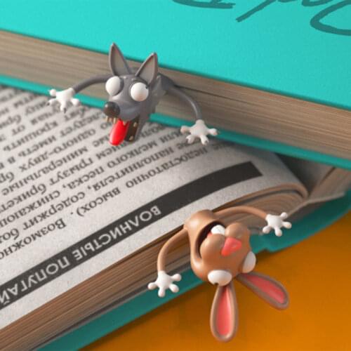 Lovely Cartoon 3D PVC Cat Hamster Mouse Cat Bookmarks Novelty Book Reading Item Creative Gift for Kids Children Stationery