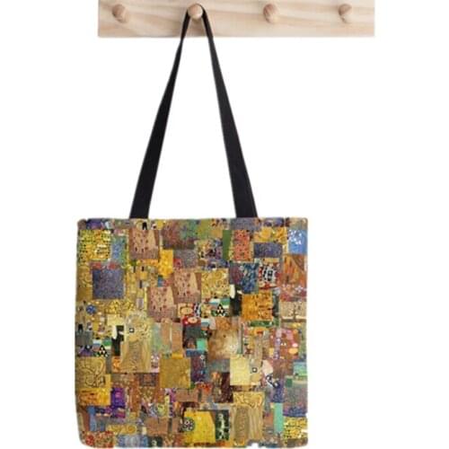 Shopper Gustav Klimt tree of life printed Tote Bag women Harajuku shopper handbag girl Shoulder shopping bag Lady Canvas Bag