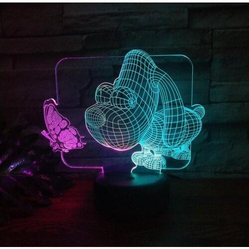 Bighead Dog Led 3d Colorful Nightlight Creative Visual Touch Charging Gift Lamp Party Decoration Childrens room 3D light