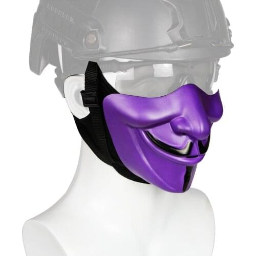 Tactical V-Mask Half Face Movie Props Mask Paintball CS Cosplay Devil Halloween Mask Shooting Protective Hunting Equipment