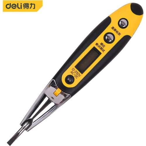 Deli DL8005 Test Pencil Electrician Tools Measuring Range 12-250V Blu-Ray Large Screen Display Inductive Breakpoint Test