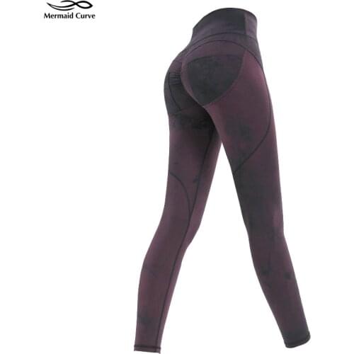 Mermaid Curve High-end Tie-dye Nylon Brushed Hip Fitness Trousers Women High-waist Quick-dry Leggings Sexy Peach Hip Yoga Pants