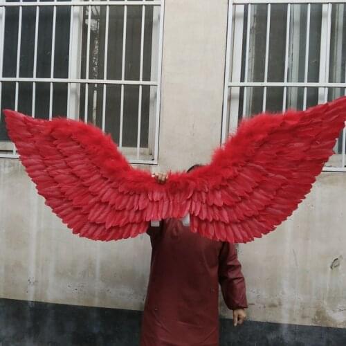 Adults Red angel feather wings Model stage performance Shooting Display Cosplay props Natural feather fairy wings