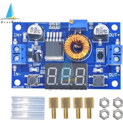 XL4015 High power 5A 75W DC-DC Adjustable Step-down Charger Module Step Down Buck Converter LED Driver Red Digital Voltmeter