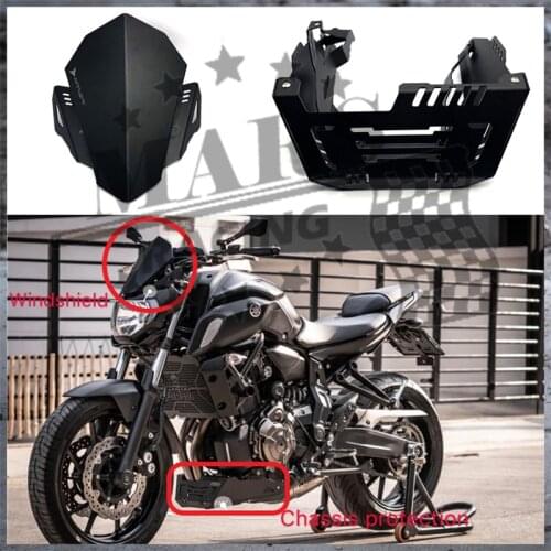 Motorcycle Aluminum Windshield Windscreen Engine Guard Skid Plate Chassis Protective For YAMAHA MT-07 MT 07 MT07 2018 2019 18 19