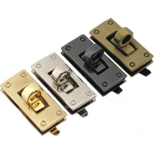 1pcs Metal Rectangle Turn Lock New Style Fashion Twist Lock Clasp Leather Craft Women Handbag Shoulder Bag Purse DIY Hardware