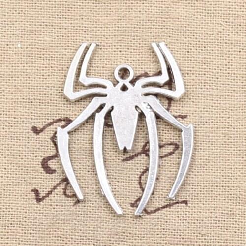 10pcs Charms Spider Halloween 38x29mm Antique Silver Color Pendants DIY Necklace Crafts Making Findings Handmade Tibetan Jewelry