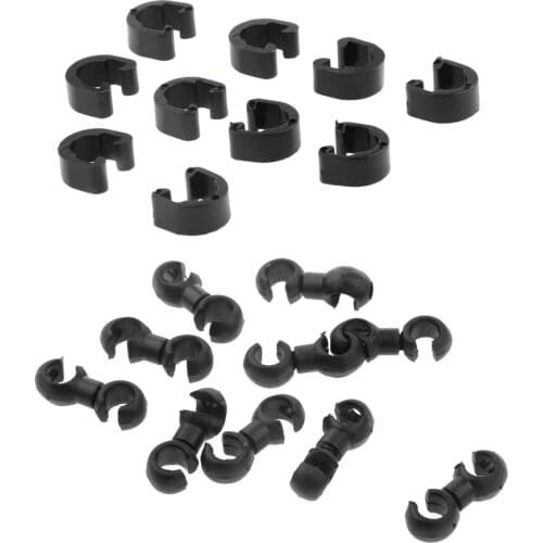 10Pcs Bicycle Buckle Hose C-clips Brake Gear Cable Housing Guide + 10Pcs Black Brake Cable Frame Guides