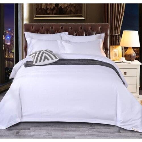 100% Cotton Hotel Duvet Cover Bed Sheet Pillowcases 4pcs Simple Pure White Bedding Set Home Textile King Queen Size