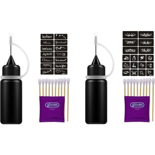 2 Set Temporary Tattoo Ink Natural Long Lasting Organic Jagua Fruit Gel/Ink No Chemicals No Alcohol 10Ml ,Y21 & Y23