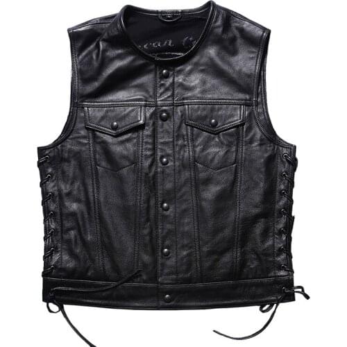 2050 Super Offer! Read Description! Asian Size Super Quality Cowhide Vest Mens Cow Leather