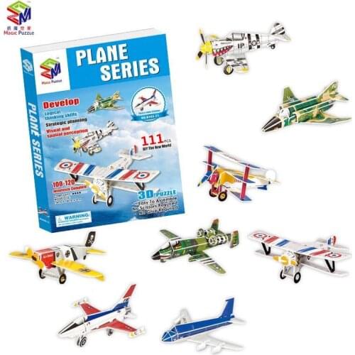 3D Paper Puzzle Airplane Animal Dinosaur Fire Truck Model Childrens Educational Diy Assembled Toy Birthday Gift P261