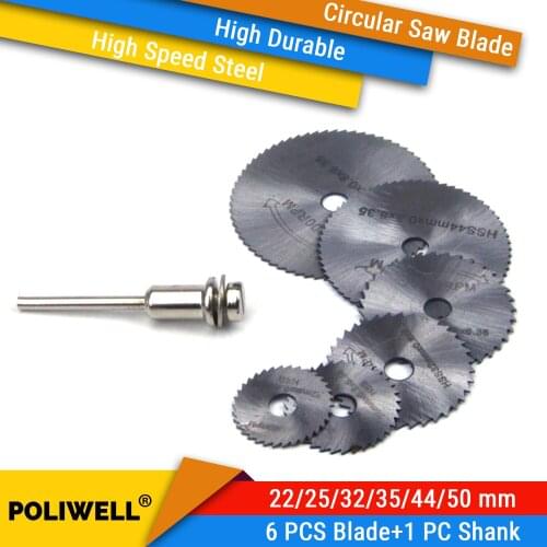 6Pcs Cut-off Wheels with 1Pc 3.18mm Shank Mini Circular Saw Blade Set for Soft Metal Plastic Wood Cutting Fits Dremel Tools