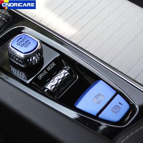 Aluminum Car Styling Start Handbrake Button Sequin Decoration Stickers Trim For Volvo XC60 S60 XC90 S90 V90 Interior Accessories