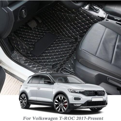 Car Styling PU Leather Floor Mat For Volkswagen T-ROC 2017-Present LHD Auto Foot Pad Automobile Carpet Cover Accessory