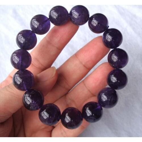 Free Shipping Natural Amethyst Round 14mm Beads Bracelet Women Man Jewelry Accessories Weddings Parties Birthday Gift