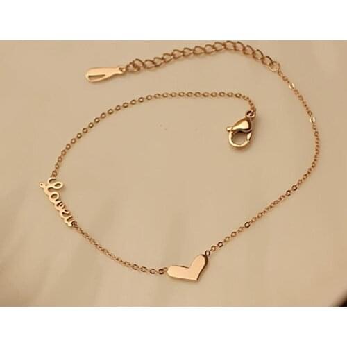 Love-heart Letters Bracelet Titanium Steel rose gold color high Quality Bracelet Jewelry drop shipping