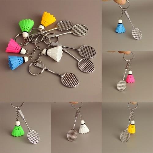 New Alloy Badminton Keychain Racket Charms Key Chain Gym Sport Club Student Sporting Supplies Car Bag Pendant Gift Keyring