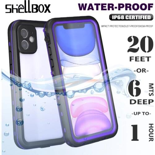 SHELLBOX IP68 Waterproof Case for iPhone 11 Pro Max Cover Transparent Shockproof Dustproof Phone Cases for X XR XS Max Coque