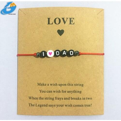 DGW Alphabet bracelets I lover dad mom Diy Bracelet for women men Round Flat bead Diy Jewelry Making Handmade