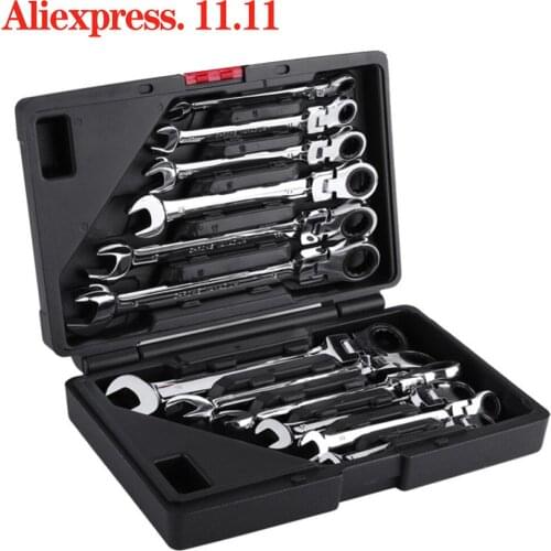 Flexible Ratchet Wrench, Key Spanner Set, Nut Tool Head Ratchet Metric Spanner Key Set, Car Repair Tools Open Key Wrench