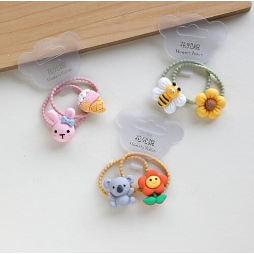 2PCS New Cute Sunflower Bee Princess Headwear Cartoon Kids Elastic Hair Bands Children Ropes Girls Accessories Baby Headdress