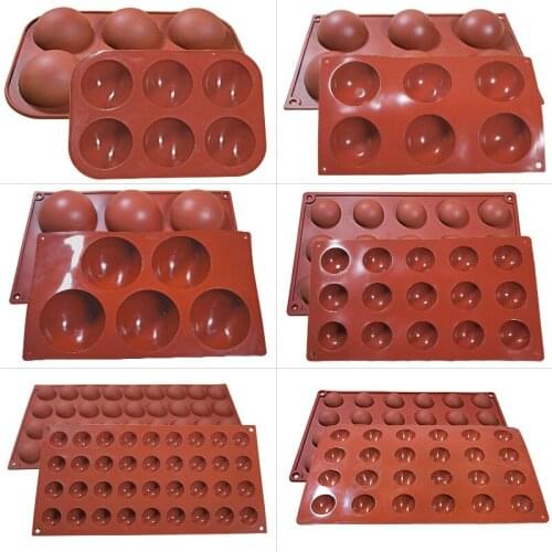 Brown Round Shape Cake Mold Half Ball Sphere Silicone Mold For Chocolate Dessert Mould DIY Bakeware Cake Tools
