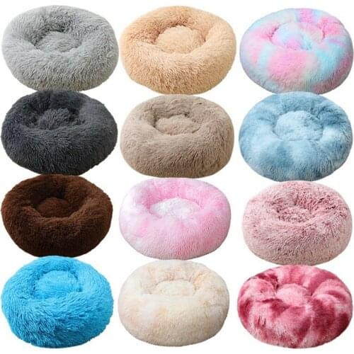 Round Cat Bed House Soft Long Plush Pet Dog Bed Super Fluffy Warm Kennel Pet Cushion Cat Pet Bed Mat Cat House Animals Sofa