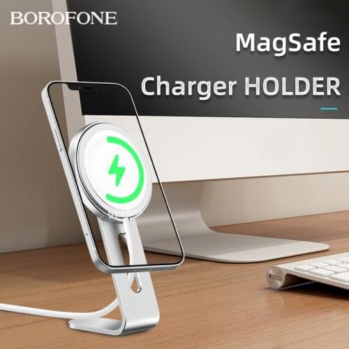 BOROFONE Magnetic Phone Charger Holder Aluminium Alloy Bracket For iphone12 mini 12 Pro Rotation Magnetic Wireless Charger Stand