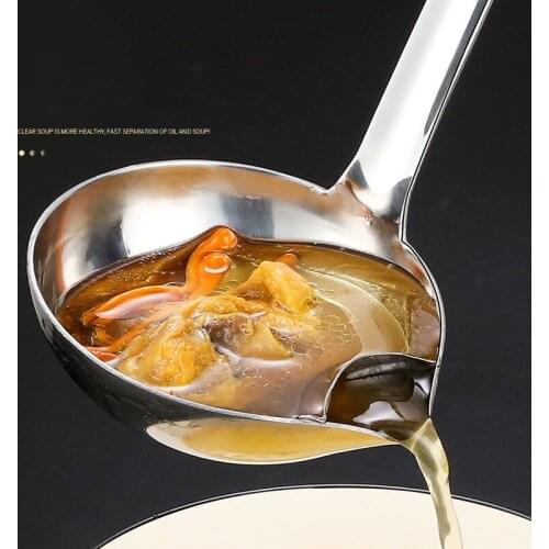 Oil Filter Spoon Kitchen Oil Soup Separator Long Handle Soup Spoon Strainer Colander Kitchen Cooking Tableware