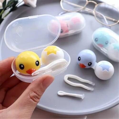 Cute Cartoon Contact Lenses Case Kawaii Duck Travel Lens Box Set Lenses Holder Container For Cosmetic Contact Lens